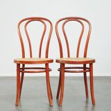 Super charming set of 2 red vintage Thonet design bistro chairs