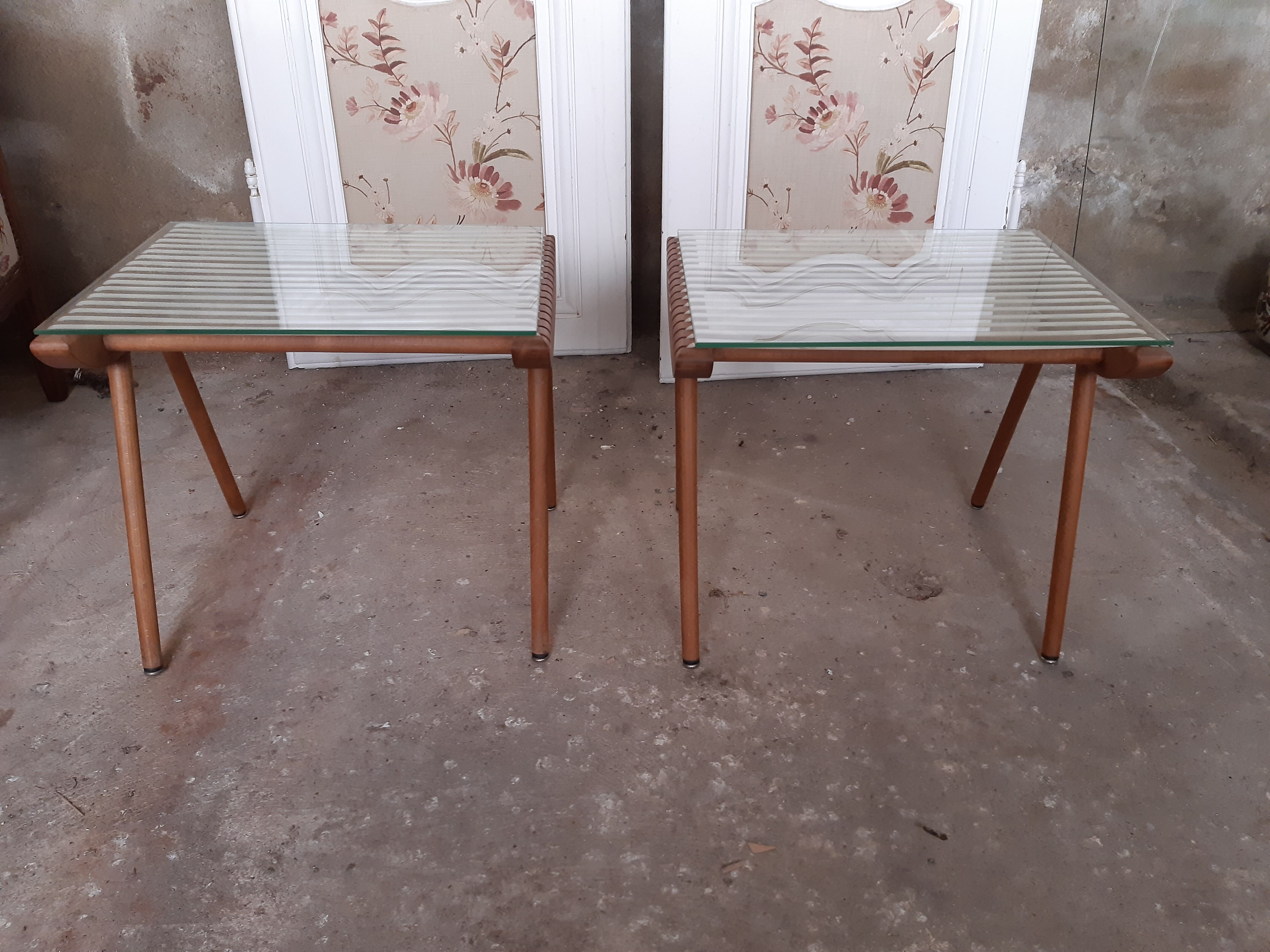 Ottoman duo Georges Tigien teak