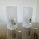 Pair of pull switch wall lights in perspex and gilded brass, France, circa 1960.