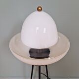 Tripod lamp in opaline glass and black lacquered metal