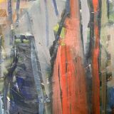 Vintage Modernists Oil Painting Still Life With Red Bottle, Signed Falck