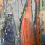 Vintage Modernists Oil Painting Still Life With Red Bottle, Signed Falck