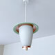 Suspension vintage annees 50, vert cuivre opaline