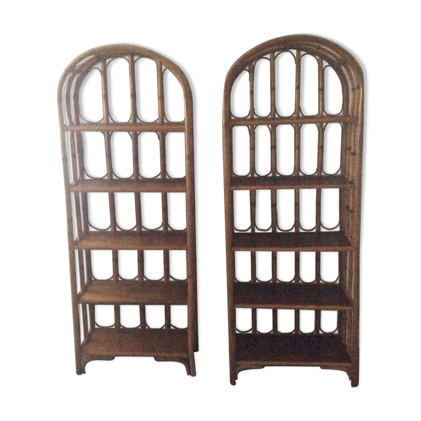 Lot 2 vintage bamboo shelves