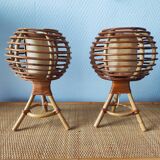 Pair of rattan ball lamps 60-70