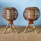 Paire de lampes boules en rotin 60-70