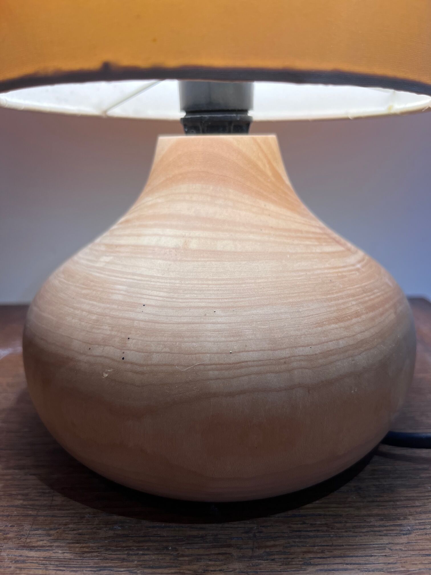 Wooden lamp and lampshade with bird decoration