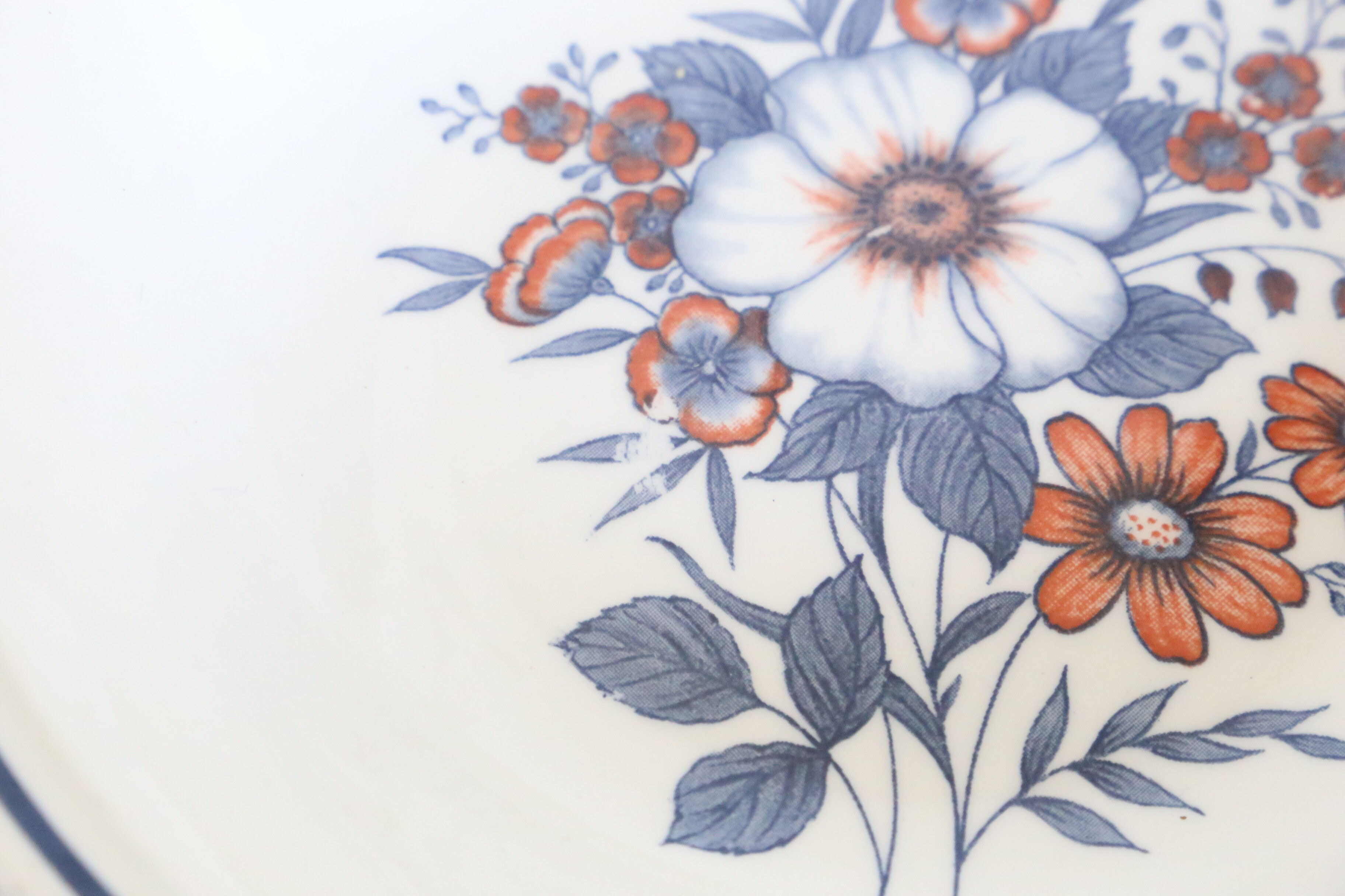 Set of 4 plates caps Stafforshire Alpine Rose