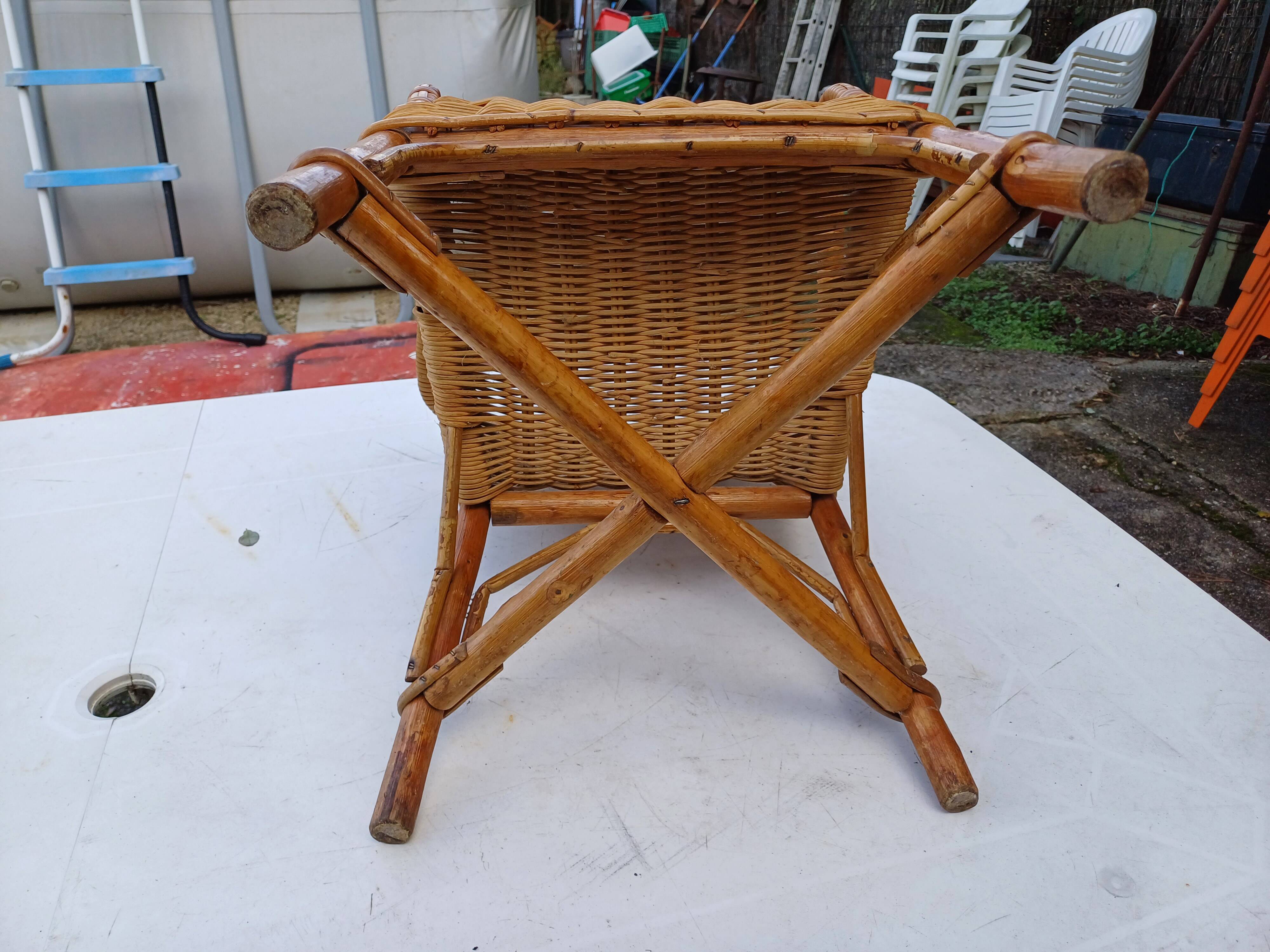 Vintage Bamboo Rattan Children's Armchair