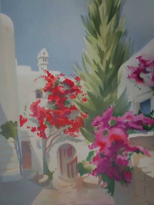 Janick LEDERLE : Petite rue à Santorin, lithographie originale signée