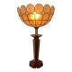 ▪️Lampe Vintage Le Dauphin Céramique Bordeau Et Or Et Abat Jour Nacre Art Deco