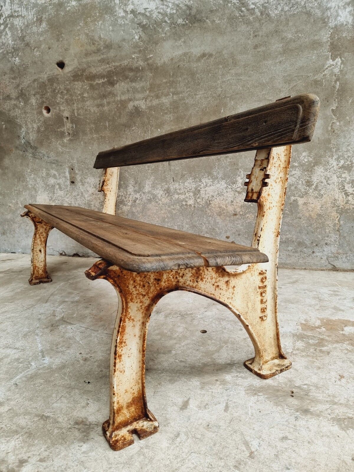 Old garden bench park bench oak with cast iron 160 cm