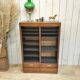Renovated 1977 oak filing cabinet with double curtain