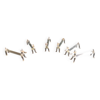 Set of 6 French vintage crystal knife-rests, dog shaped
