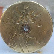 75 shell casing carved - Art of the poilus floral decoration WW1
