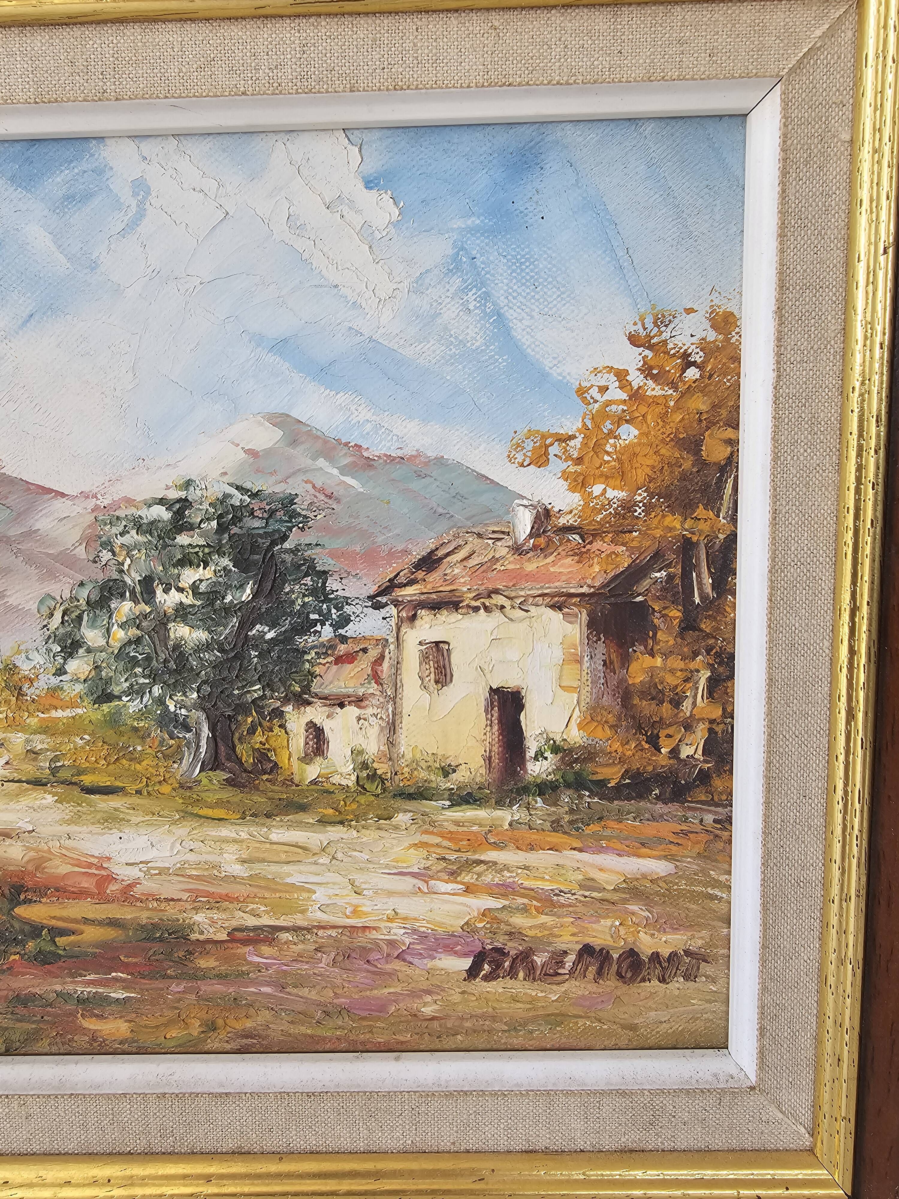 Oil Painting on Canvas Alpine Provence Landscape Signed Bremont