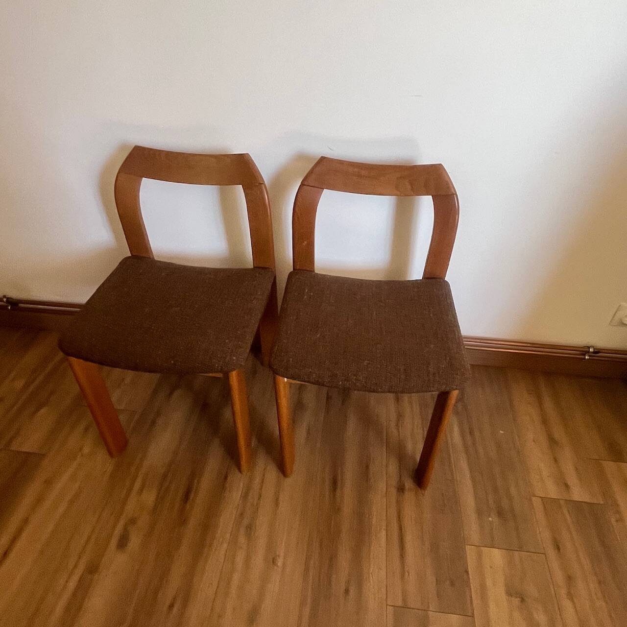 2 wooden chairs