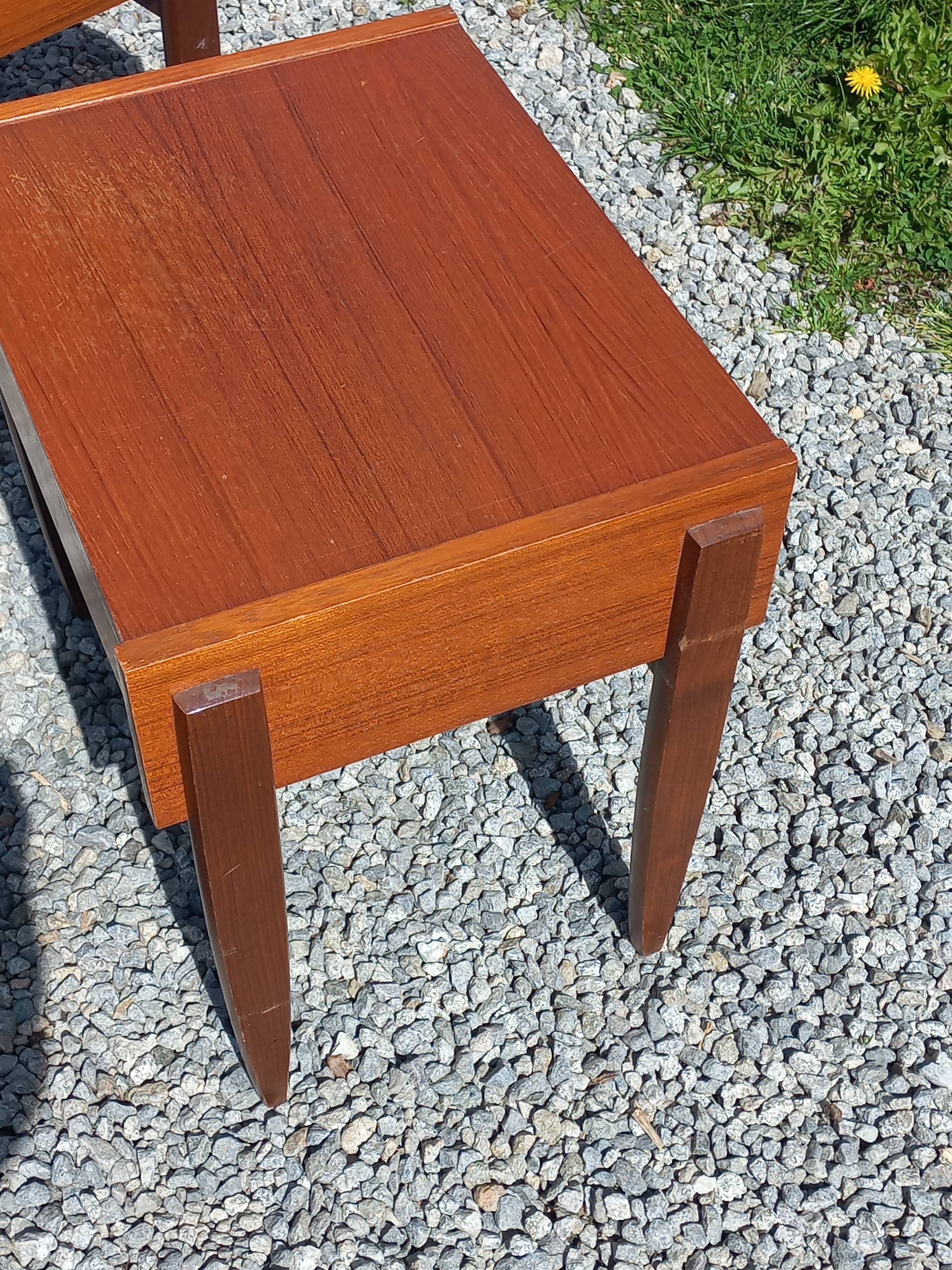 Pair of Scandinavian-style teak bedside tables from the 1970s.