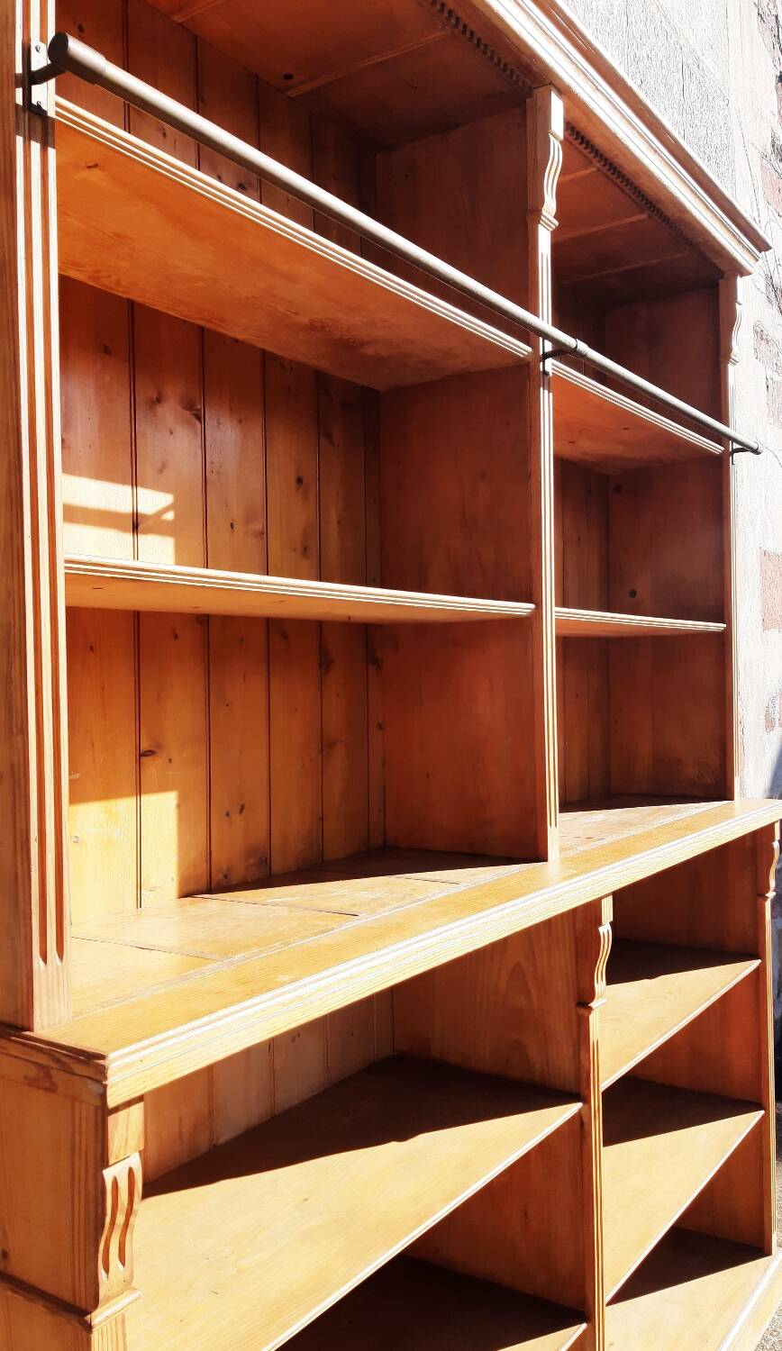 Pine bookcase (251 x 49 x height 288 cm)