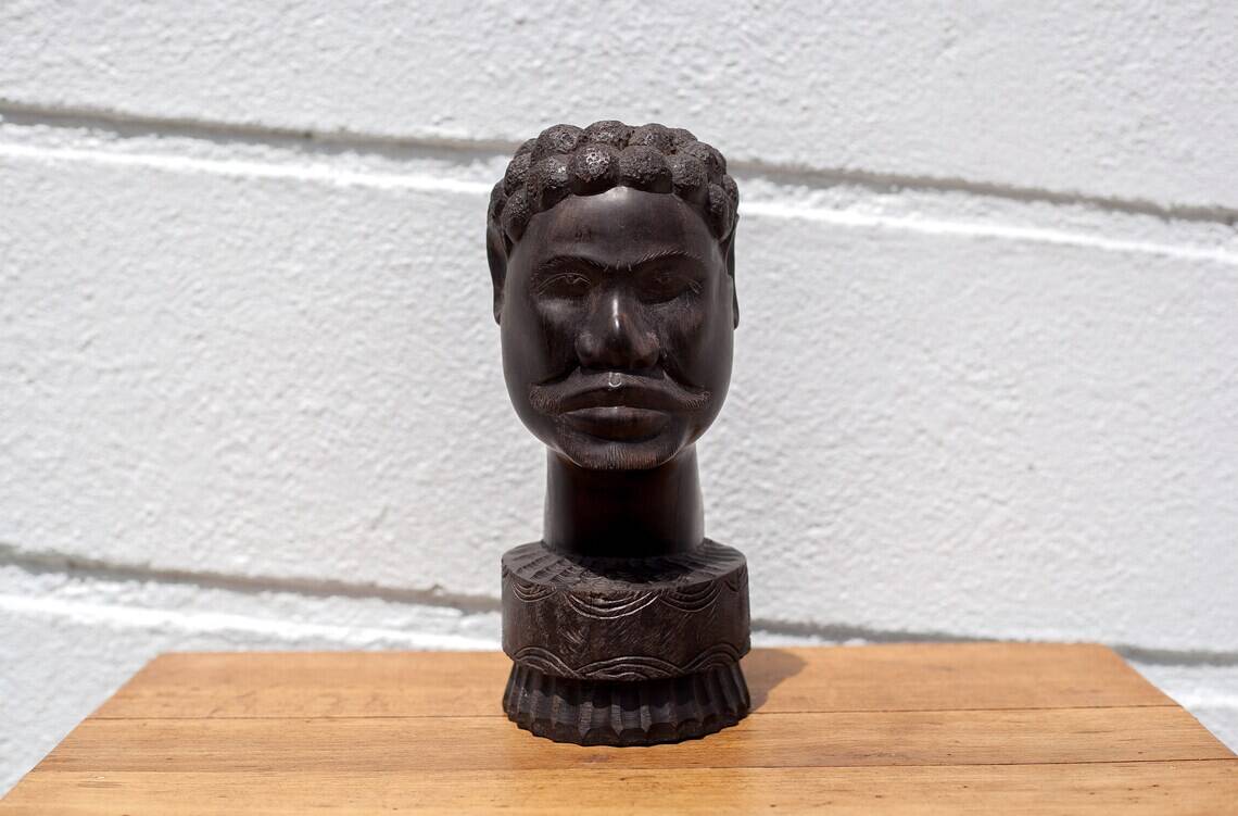 African statue, African bust, sculpture, ethnic, ebony bust, man bust, African art