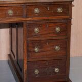 George III double-sided partner's desk in walnut circa 1780 with original handles.