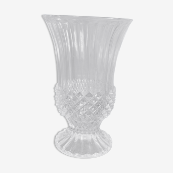 Vase vintage pointe de diamants en verre