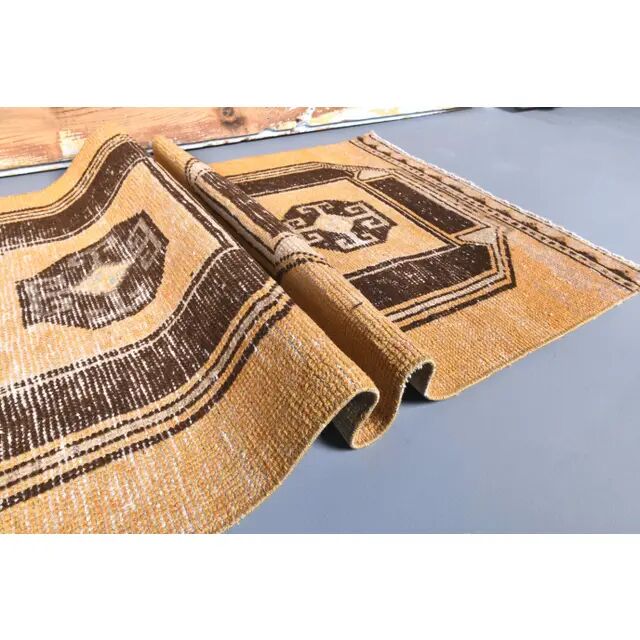 Vintage Orange Turkish Hand-Knotted Runner 80x338