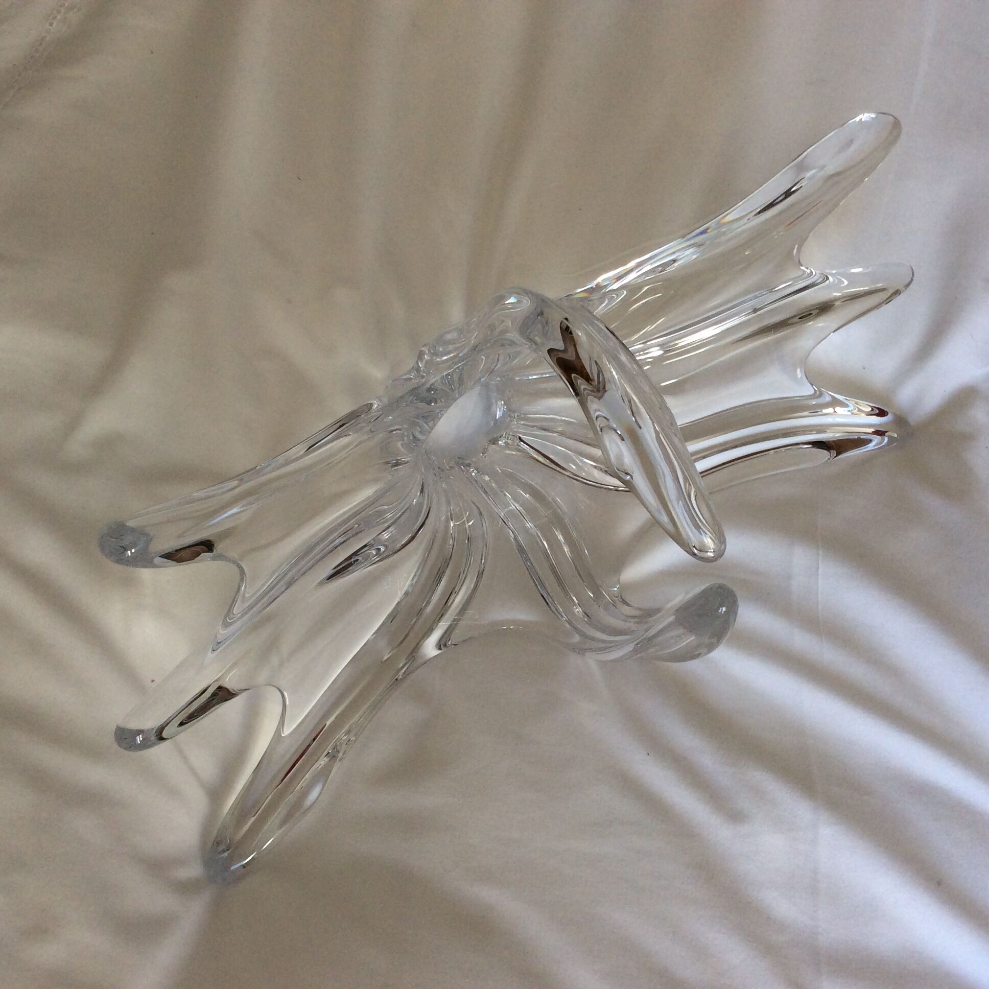 Crystal fruit cup with handles Art Vannes France - vintage