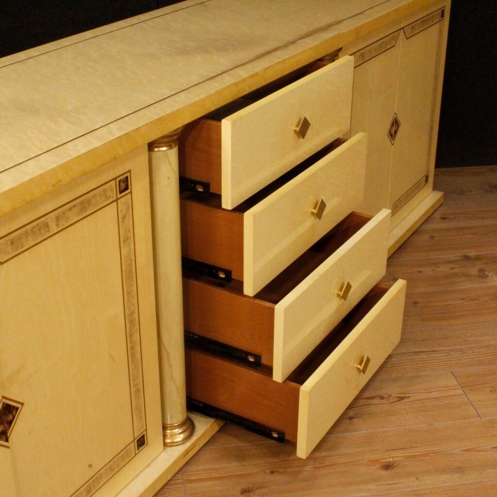 Buffet Italien en bois exotique et laiton