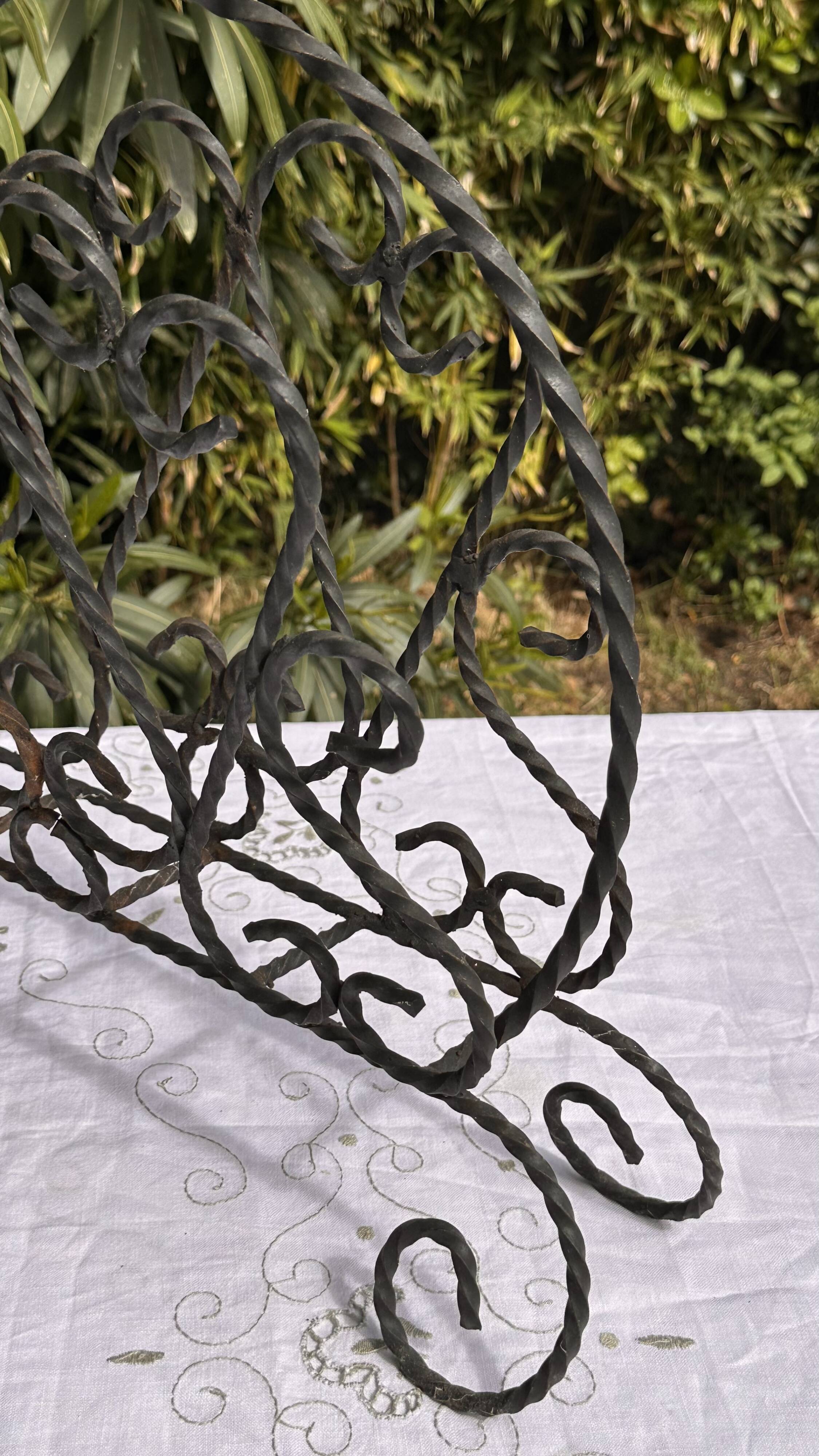 Vintage Magazine Rack - Twisted Wrought Iron Magazine or Vinyl Record Holder