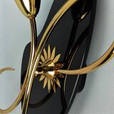 Arlus black and brass opaline sconces 1960