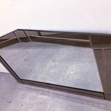 Large wall mirror in Art Deco style, facet-cut pink and clear glass