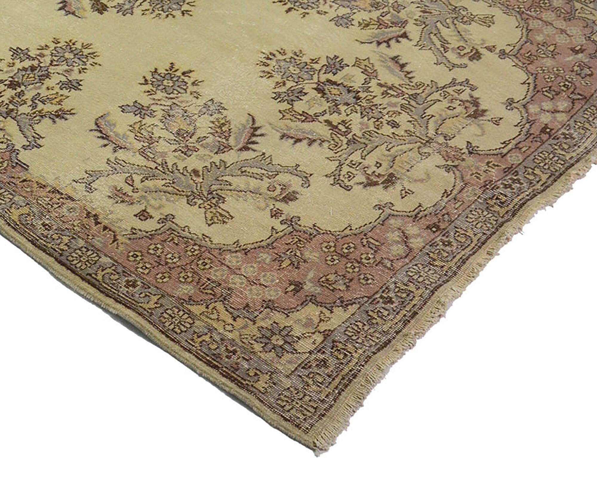 Vintage Turkish Carpet Floral Beige Brown 280 x 161 cm