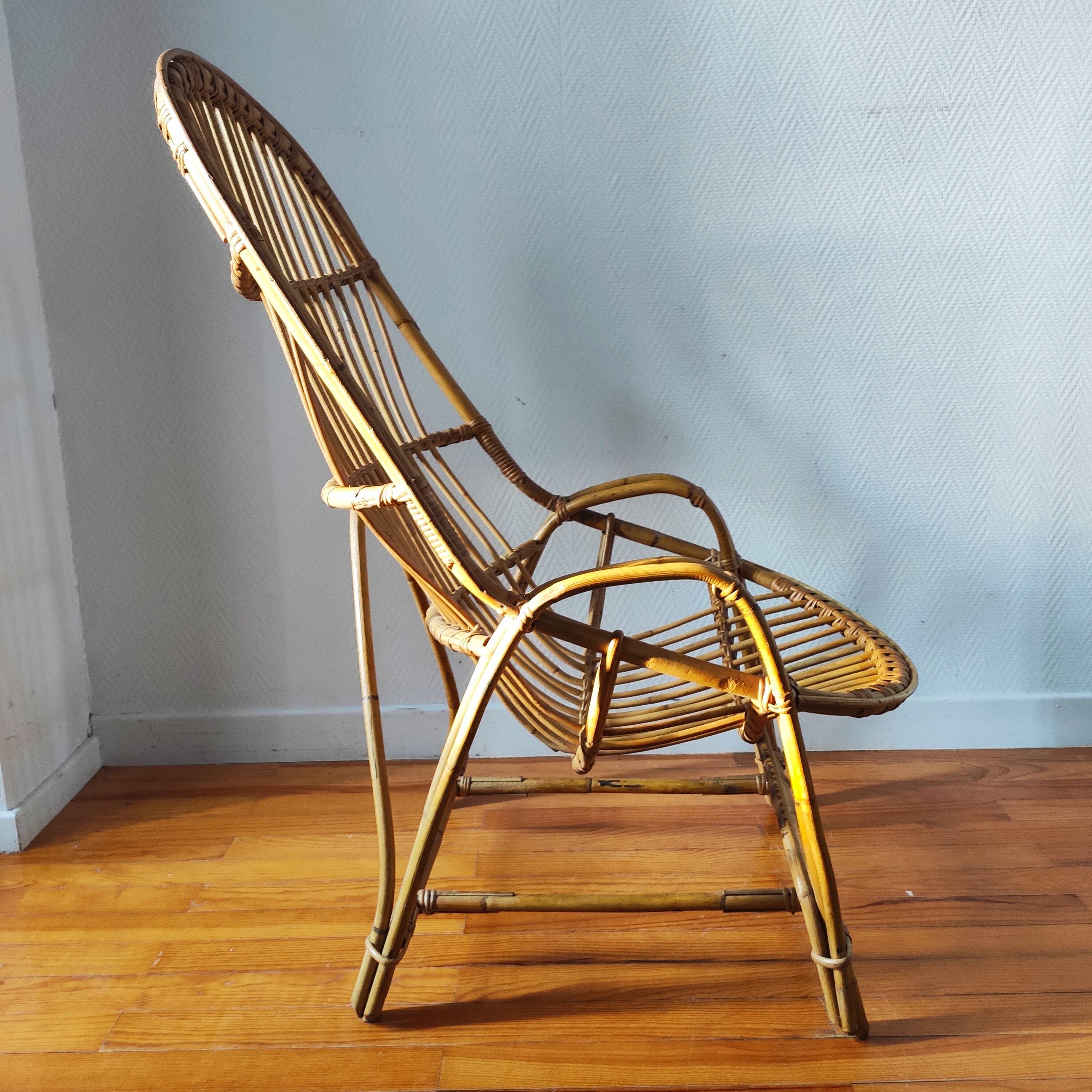 Fauteuil en rotin 1950/60