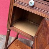 White marble and pitch pine bedside table