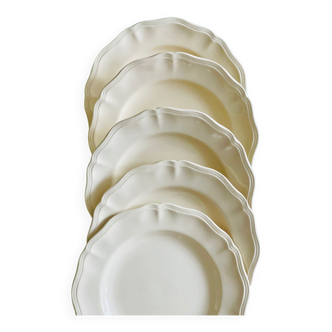 Assiettes Sarreguemines modele Digoin couleur blanc cassé