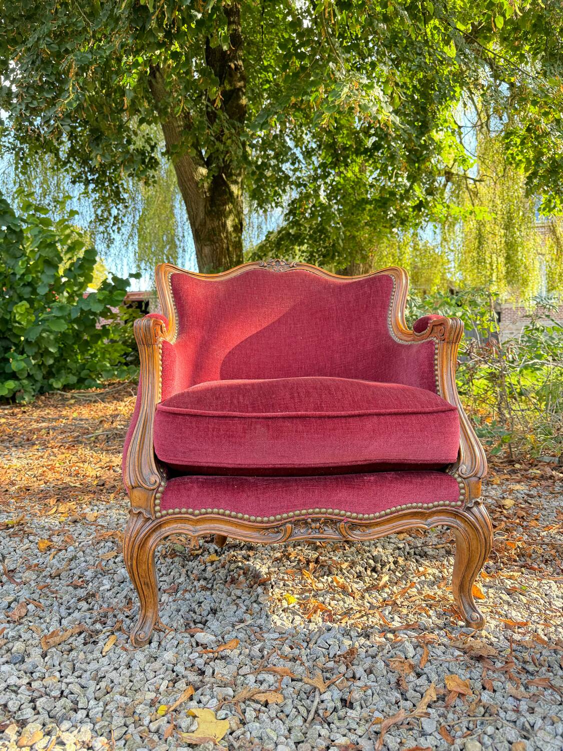 Pair of Louis XV Style Walnut Bergeres, 19th Century