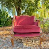 Pair of Louis XV Style Walnut Bergeres, 19th Century