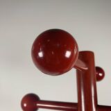 Postmodern coat rack in red lacquered beech, Italy, 1980s