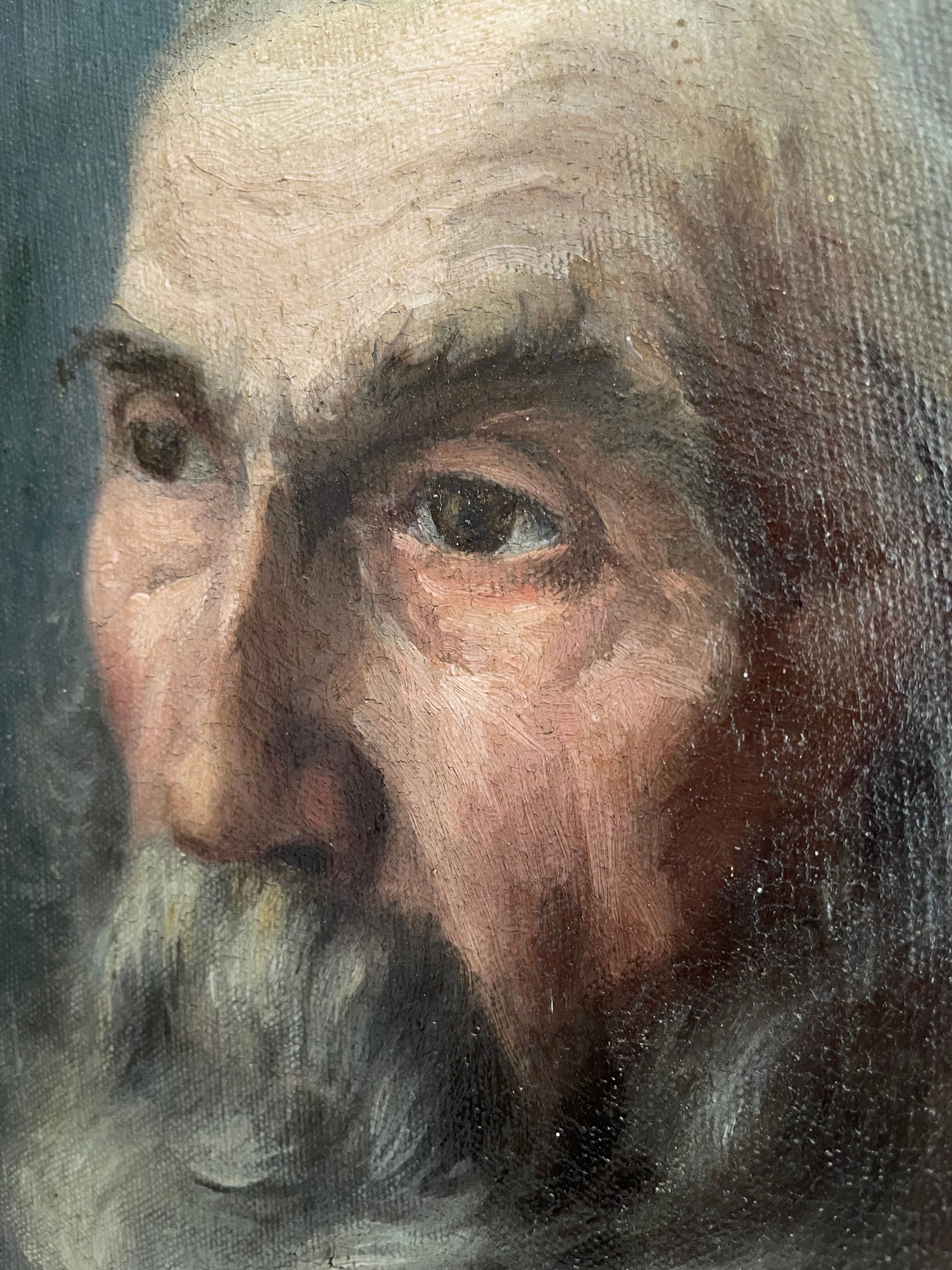 Painting portrait old wise man with beard oil painting