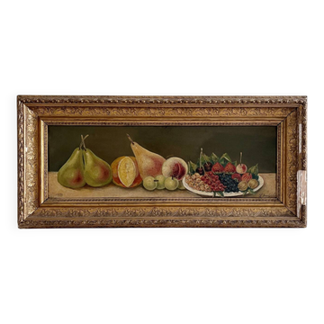 Old oil painting still life Flemish fruits