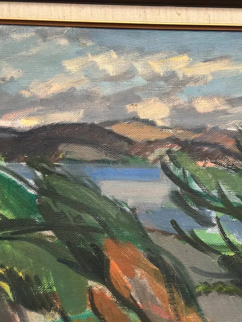Large original Swedish oil on canvas – "Rocky Shore" – Signed – vintage and framed – 91 × 70 cm (35.8 in × 27.6 in)