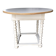 Antique round table refurbished in cerused white, with twisted legs.