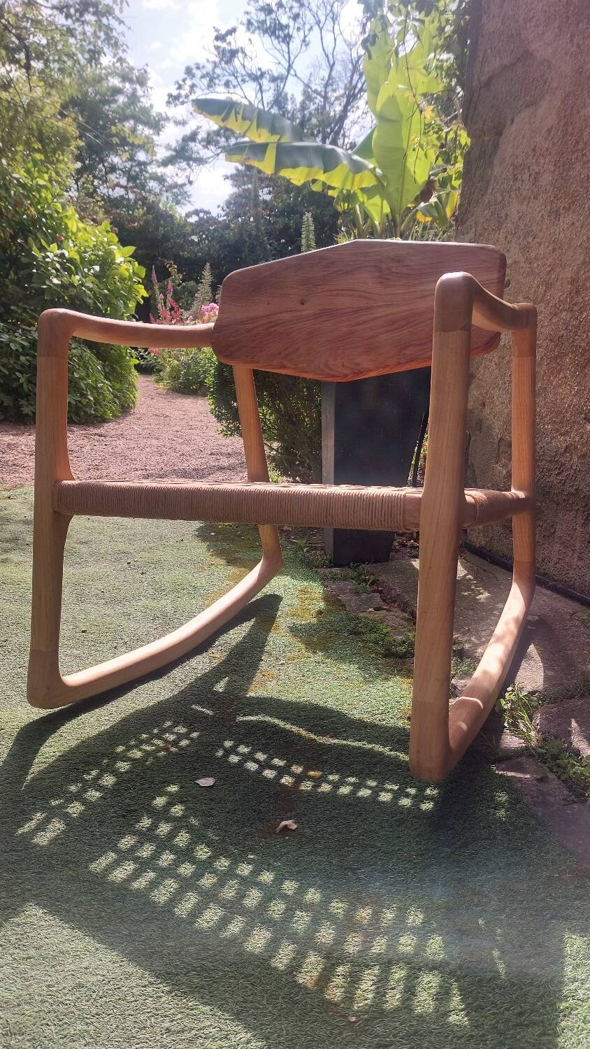 Rocking chair in oak and Danish rope