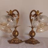 Pair of bronze gooseneck lamps