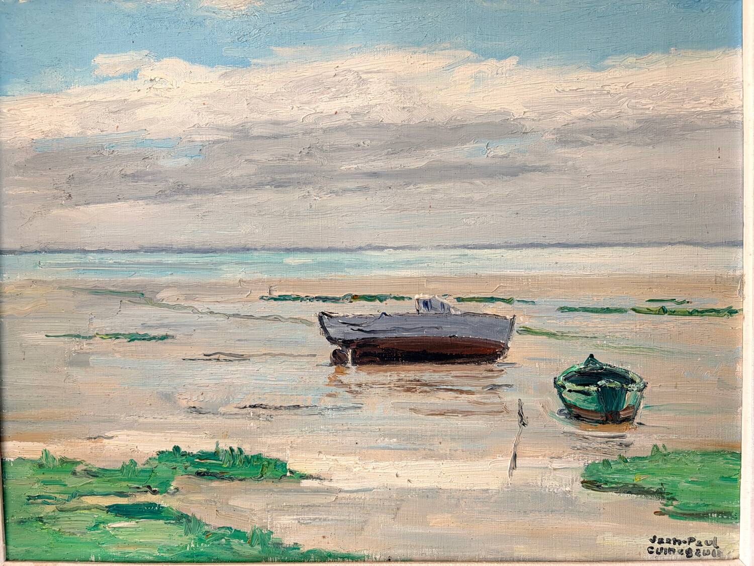 Marine painting by JP. Guinegault - Oil on canvas & gilded frame 60 x 70cm