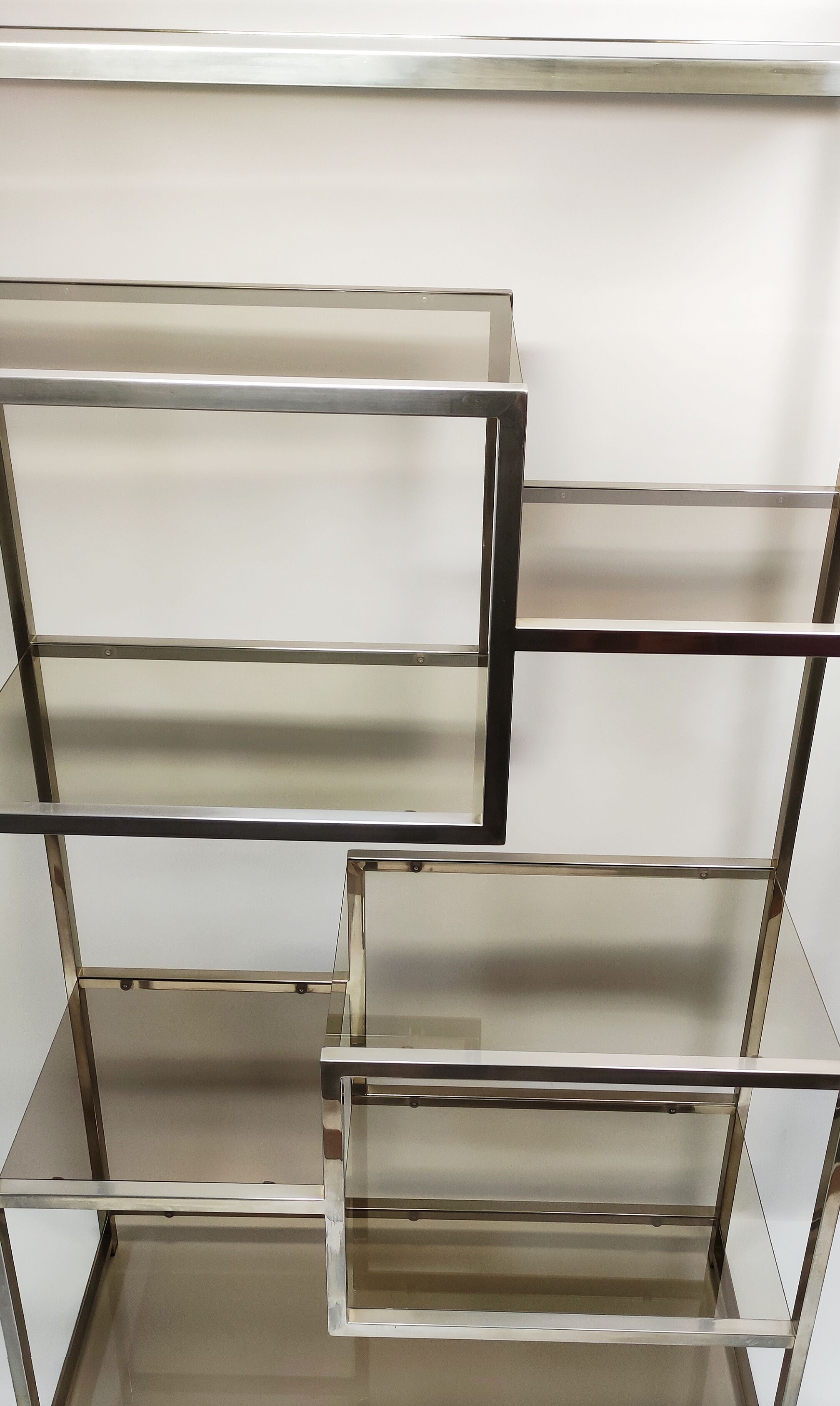 Shelf 70 year milked metal glass smoked glass moltzer rega