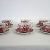 Set of 6 cups with saucers and milk jug The Hunter, England vintage