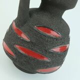 Fat lava vase schlossberg cer. 1970s brown with glossy red pattern no.64-25