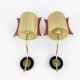 Pair of wall lights with cream silk shade and brass rod from the 1950s